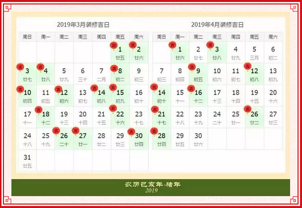 2019年裝修開(kāi)工吉日一覽表